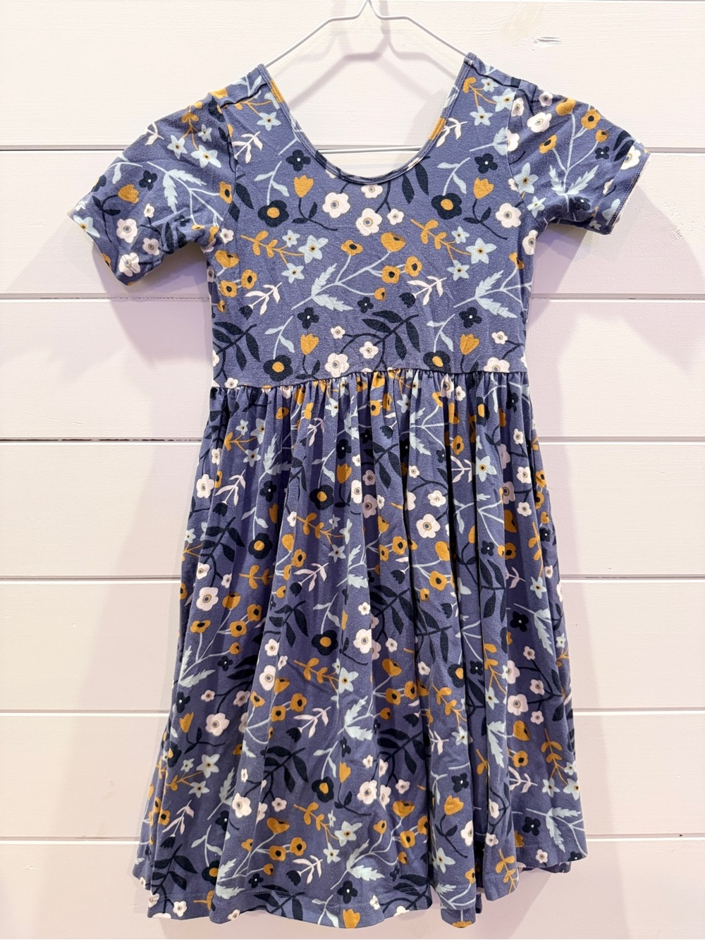 Alice + Ames Blue Floral Short-Sleeve Twirl Dress